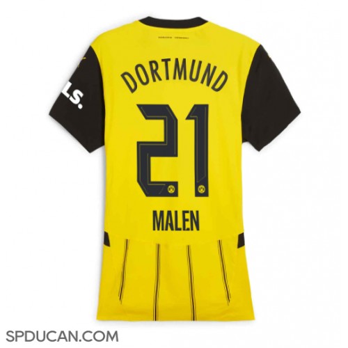 Zenski Nogometni Dres Borussia Dortmund Donyell Malen #21 Domaci 2024-25 Kratak Rukav